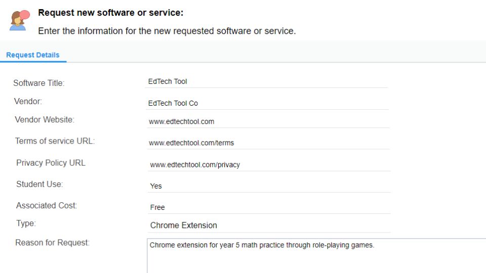 School software request form